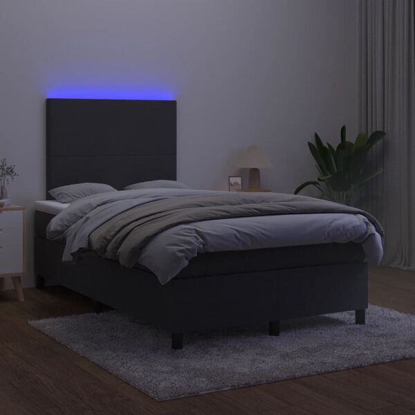 vidaXL Cama box spring c/ colch&atilde;o/LED 120x200 cm veludo preto