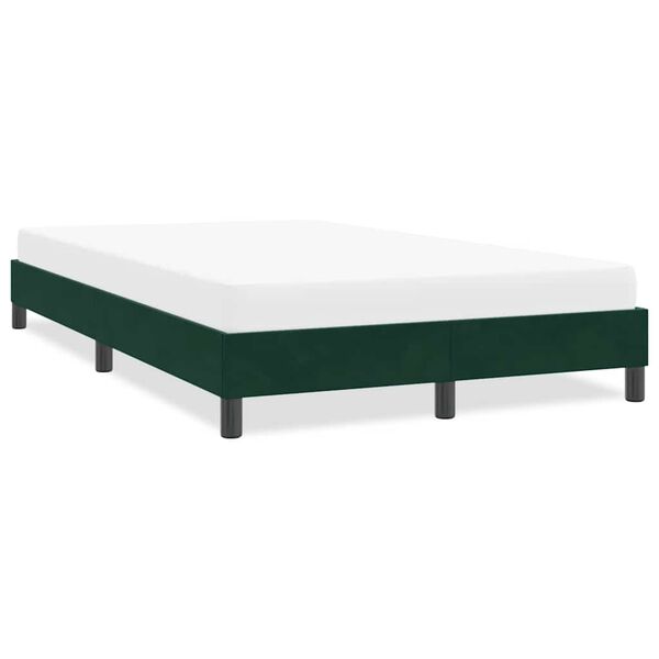 vidaXL Estrutura de cama sem colch&atilde;o verde escuro 120x210 cm Veludo