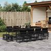 vidaXL 13 pcs conjunto de jantar p/jardim com almofad&otilde;es vime PE preto