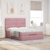 vidaXL Estrutura de cama otomana com colch&otilde;es 140x190 cm veludo rosa