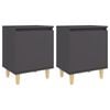 vidaXL Mesas de cabeceira pernas de madeira 2pcs 40x30x50cm cinzento