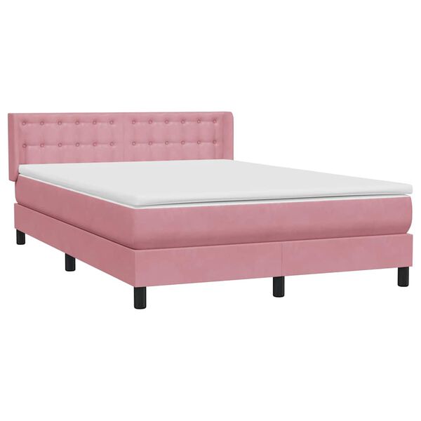 vidaXL Cama com molas/colch&atilde;o 160x220 cm veludo rosa