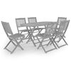 vidaXL 7 pcs conjunto de jantar jardim madeira ac&aacute;cia maci&ccedil;a cinzento
