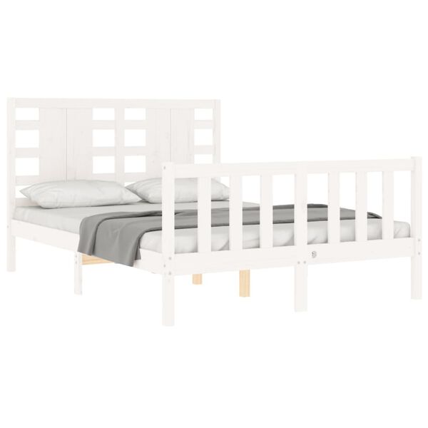 vidaXL Cama sem colch&atilde;o 120x200 cm madeira de pinho maci&ccedil;a branco