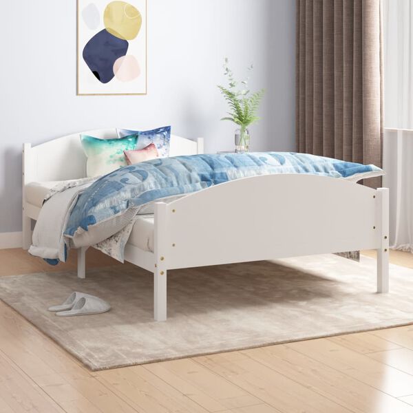 vidaXL Estrutura de cama 160x200 cm pinho maci&ccedil;o branco