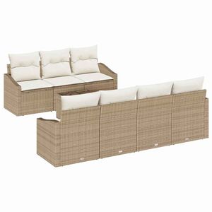 vidaXL Conjunto de Sof&aacute;s com almofada 8 pcs Bege e Creme vime PE