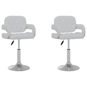 vidaXL Cadeiras de jantar girat&oacute;rias 2 pcs couro artificial branco