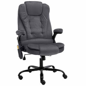 vidaXL Cadeira escrit&oacute;rio c/ fun&ccedil;&atilde;o de massagem veludo cinzento-escuro