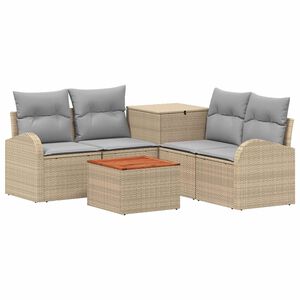 vidaXL Conjunto de Sof&aacute;s 6 unid. Bege e Cinza Claro 55 x 55 x 37 cm