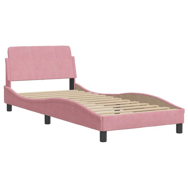 vidaXL Cama com colch&atilde;o 80x200 cm veludo rosa