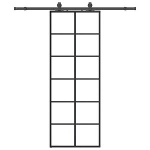 vidaXL Porta deslizante c/ conj. ferragens 76x205cm vidro ESG preto