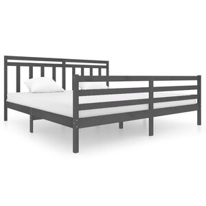 vidaXL Estrutura de cama 200x200 cm madeira maci&ccedil;a cinzento