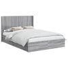 vidaXL Estrutura de Cama com Armazenamento e Cabeceira Sonoma cinzento