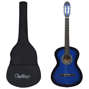 vidaXL Guitarra cl&aacute;ssica para iniciantes com saco 4/4 39" azul