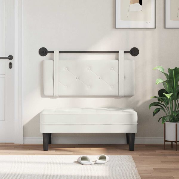 vidaXL Cabeceira Suspensa Branco 110 x 55 x 5 cm Couro Sint&eacute;tico