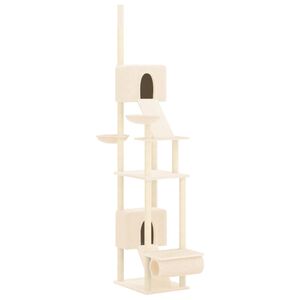vidaXL &Aacute;rvore p/ gatos altura ajust&aacute;vel ch&atilde;o ao teto 277-303 cm creme