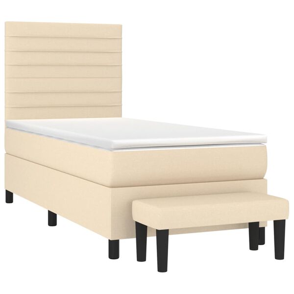 vidaXL Cama com molas/colch&atilde;o 90x200 cm tecido cor cr&egrave;me