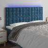 vidaXL Cabeceira cama c/ luzes LED veludo 200x5x118/128cm azul-escuro