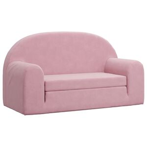 vidaXL Sof&aacute;-cama infantil de 2 lugares pel&uacute;cia macia rosa