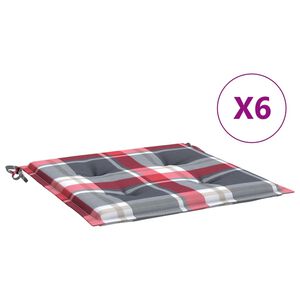 vidaXL Almofad&otilde;es cadeiras jardim 6pcs tecido oxford xadrez vermelho