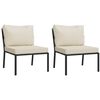 vidaXL 7 pcs conjunto lounge de jardim aço c/ almofadões areia