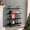 vidaXL Estante com 4 prateleiras 100x30x140 cm pinho maciço preto