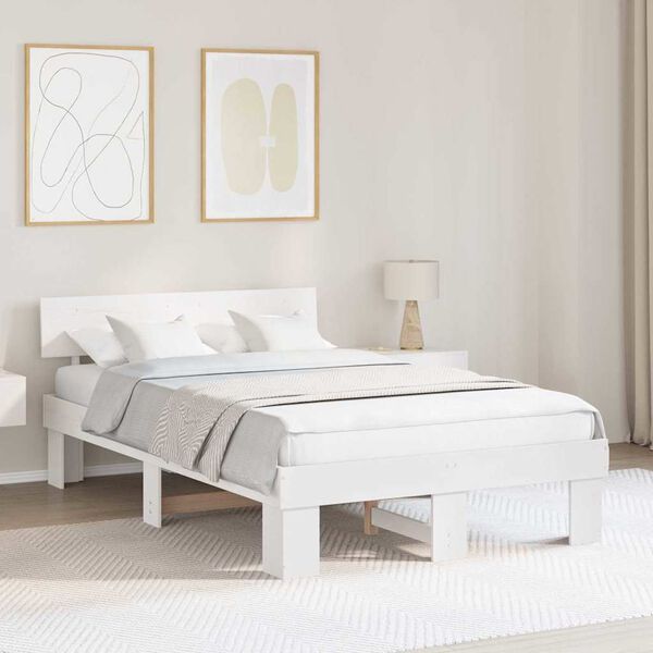 vidaXL Estrutura da Cama com cabeceira Branco 120 x 190 cm