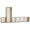 vidaXL 3 pcs conjunto m&oacute;veis de TV derivados madeira branco/sonoma