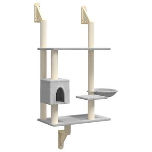 vidaXL &Aacute;rvore parede p/ gatos c/ poste arranhador 153 cm cinza-claro