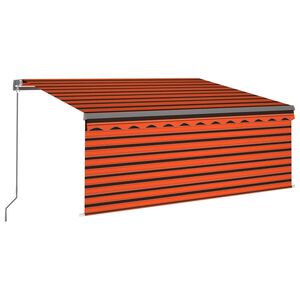 vidaXL Toldo retr&aacute;til manual com estore/LED 3x2,5 m laranja e castanho
