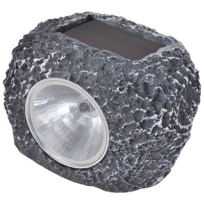 Holofote de exterior c/ LEDs energia solar 12 pcs forma de pedra