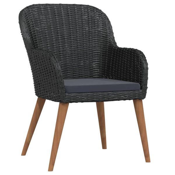 vidaXL 7 pcs conjunto de jantar para jardim com almofad&otilde;es preto