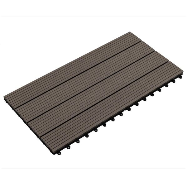 vidaXL Telha de Deck 6 pcs Marrom Escuro 60 x 30 cm WPC