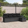 vidaXL Conjunto de Sof&aacute; de Jardim 5 pcs Preto Rattan Sint&eacute;tico