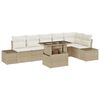 vidaXL Conjunto de Sof&aacute; de Jardim 7 unid. Bege vime PE