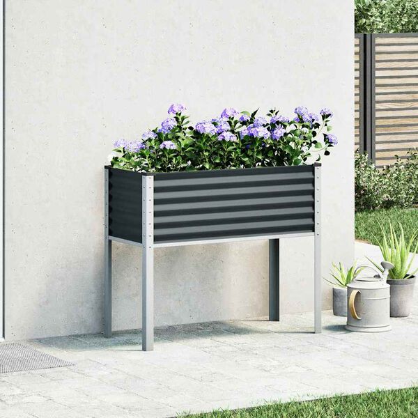 vidaXL Vaso de jardim antracite 100x45x90 cm a&ccedil;o