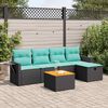vidaXL 6 pcs conjunto sof&aacute;s de jardim c/ almofad&otilde;es vime PE preto