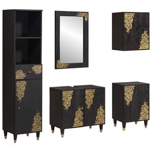 vidaXL Conjunto de Arm&aacute;rios para Banheiro 5 unid. Preto