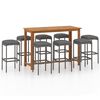 vidaXL 9 pcs conjunto de bar para jardim com almofad&otilde;es cinzento