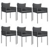 vidaXL Cadeiras jardim c/ almofad&otilde;es 6 pcs 54x61x83 cm vime PE preto