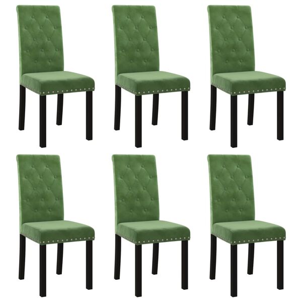 vidaXL Cadeiras de jantar 6 pcs veludo verde-escuro