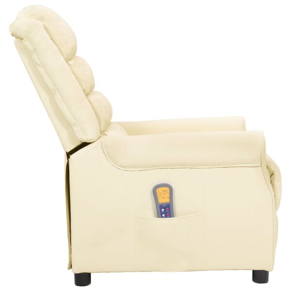 vidaXL Cadeira de massagens couro artificial cor creme