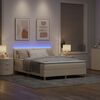 vidaXL Cama Box Spring LED com colch&atilde;o Creme 140 x 190 cm tecido