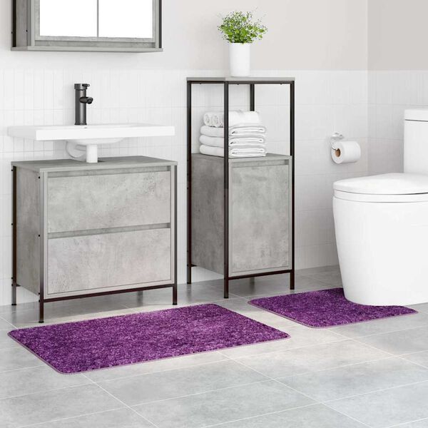 vidaXL Conjunto de Tapetes de Banho Antiderrapantes 2 pcs Roxo PP
