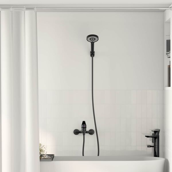 vidaXL Conjunto de Cabe&ccedil;a de Chuveiro Preto G 1 / 2 polegadas