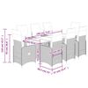 vidaXL 9 pcs conjunto bistr&ocirc; de jardim c/ almofad&otilde;es vime PE castanho