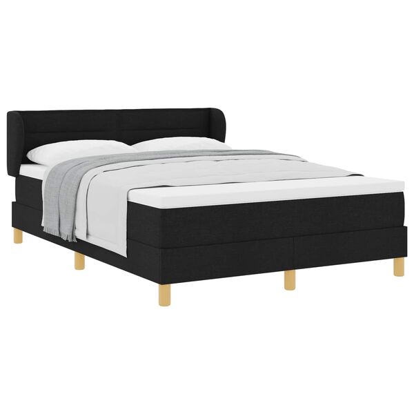 vidaXL Cama Box com colch&atilde;o com cabeceira Preto 140 x 190 cm tecido