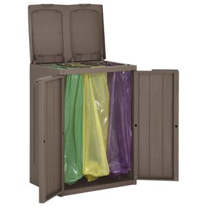 vidaXL Caixote do lixo com 2 portas 65x45x88 cm PP castanho