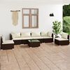 vidaXL 7 pcs conjunto lounge jardim c/ almofad&otilde;es vime PE castanho
