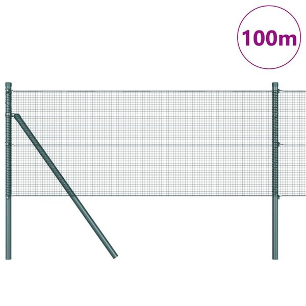 vidaXL Poste de Cerca Verde 100 x 0,4 m (rolo de malha de 12 x 12 mm)